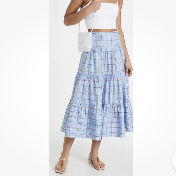 Shoshanna Dresses & Skirts - SHOSHANNA Light Blue Plaid Maxi Skirt 0